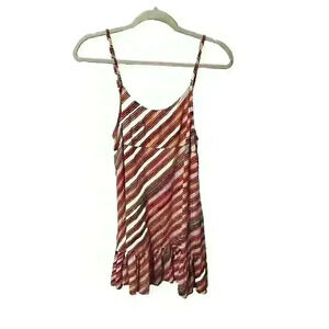 Urban Outfitters Womens Size XS Striped Mini Sun Dress Ruffled Hem 100% Viscose